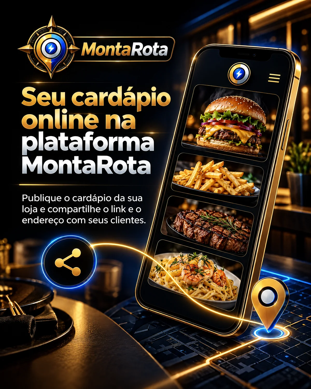 Cardápio online da loja publicado na plataforma MontaRota